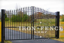 12ft Wide Arched Iron Estate Gate with GTO Automatic Opener System (6' Arching to 7' Tall Gate)