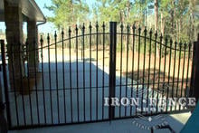12ft Wide Wrought Iron Gate with Welded Finials on Top (5' Arching to 6' Tall)