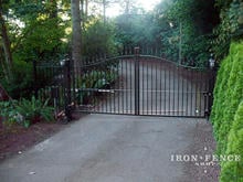 Classic Style 12ft Wide Iron Single PIece Driveway Gate with GTO Keypad