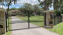 14ft Wide Classic Style Infinity Aluminum Driveway Gate with Columns