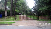 14ft Wide Arched Iron Driveway Gate in 5 to 6 ft Arch with Matching 4ft Tall Fence