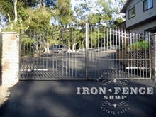 16ft Wide (6' to 7' Tall) Wrought Iron Driveway Gate with GTO Automatic Opener System
