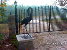 16ft Wide Wrought Iron Driveway Gate (6' to 7' Arch Height) with Decorative Columns