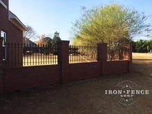 3 Foot Tall Classic Style Wrought Iron Fence in Signature Grade Mounted on a Brick Wall