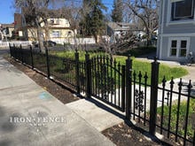 3ft Tall Iron Fence and Arch Gate with Oak Decorations in Classic Style