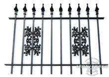3 Foot Tall Classic Style Signature Grade Wrought Iron Fence with Oak Add-on Decorations