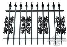 3 Foot Tall Classic Style Signature Grade Wrought Iron Fence with Oak Add-on Decorations