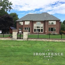 3ft Tall Classic Style Wrought Iron Fence Panels Installed on a Wall Top with Columns