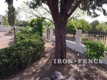 Our 3ft Tall Classic Style Iron Fence Used on a Knee Wall