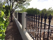 Our 3ft Tall Classic Style Iron Fence Used on a Stucco Knee Wall