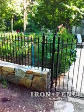 5ft Tall Wrought Iron Gate with 3ft Tall Wrought Iron Wall Top Fence in Traditional Grade