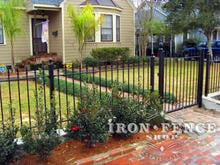 Wrought Iron Fence Used as a Decorative Parking Lot Barrier (3ft Tall Classic Style in Traditional Grade)