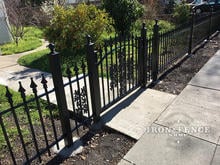 3ft Classic Style Wrought Iron Fence and Arched Gate with Oak Add-on Decorations