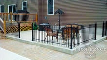 Wrought Iron Patio Fence Installation Using Our 3ft Tall Classic Style Fence in Traditional Grade with Flange Posts