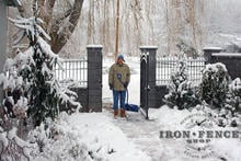 3ft Tall Traditional Grade Wrought Iron Fence Mounted on Top of a Stone Wall