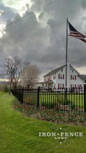 Signature Grade Classic Style Infinity Aluminum Fence Installed on an Angle