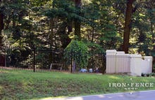 Wrought Iron Fence 'Stair Stepped' Down a Hill (4ft Tall Classic Style in Traditional Grade