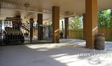 Wrought Iron Fence (4ft Signature Grade) Used to Create a Barrier for Dogs in a Parking Area