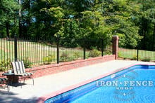 Wrought Iron Fence Installed Around a Pool on a Brick Knee-Wall (4ft Tall Traditional Grade Classic Style)