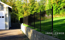 4ft (50in) Tall Pool Style Wrought Iron Fence with Flat Top Used as a Wall Barrier