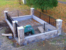 A Custom Play Area Utilizing 4ft Tall Signature Grade Iron Fence on a 2ft Masonry Knee Wall (Style #1: Classic)