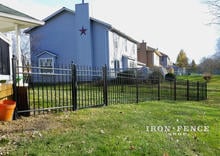 4 Foot Tall Aluminum Fence Racked to Follow Yard Slope/ Grade