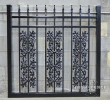 Our 4ft Tall x 4ft Wide Classic Style Infinity Aluminum Gate with Oak Add-on Decorations