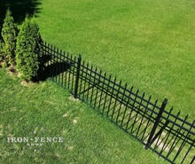 Overhead shot of our Infinity Aluminum Fence in Classic Style and Traditional Grade