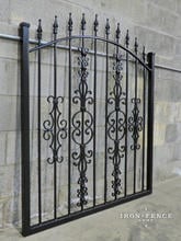 Our Classic Style 4ft Arched Gate in Stronghold Iron with a Guardian, Cape Cod and Butterfly Add-on Decorations