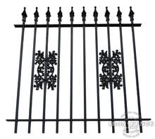 4 Foot Tall Classic Style Signature Grade Wrought Iron Fence with Oak Add-on Decorations
