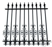 4 Foot Tall Classic Style Signature Grade Wrought Iron Fence with Guardian and Butterfly Add-on Decorations Acting as a Puppy Picket Dog Barrier