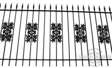4ft Tall Wrought Iron Fence in Traditional Grade with Oak Add-on Decorations