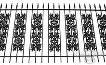 4ft Tall Wrought Iron Fence in Traditional Grade with Two Stacked Rows of Oak Add-on Decorations