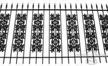 4ft Tall Wrought Iron Fence in Traditional Grade with Two Stacked Rows of Oak Add-on Decorations