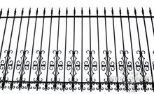 4ft Tall Wrought Iron Fence in Traditional Grade Using Guardian and Butterfly Add-on Decorations as Puppy Pickets