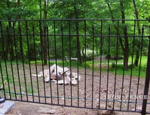 4ft tall iron fence panel with smooth top and finials between rails