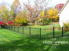 4ft Tall Classic Style Wrought Iron Fence in Traditional Grade Stair-Stepped for a Mild Yard Slope