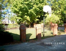 4ft Tall Wrought Iron Fence and Arched Walk Gate with Brick Columns (Traditional Grade)