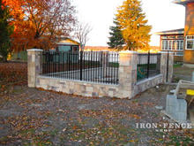 Secure Children's Play Area Using a Brick Knee Wall and Our 4ft Tall Wrought Iron Fence in Signature Grade