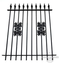 5 Foot Tall Classic Style Signature Grade Wrought Iron Fence with Oak Add-on Decorations