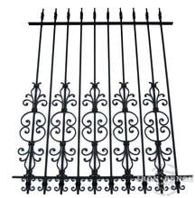 5ft Tall Wrought Iron Fence in Traditional Grade using Stacked Cape Cod and Butterfly Add-on Decorations as a Puppy Picket Dog Barrier