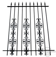 5ft Tall Wrought Iron Fence in Traditional Grade with Stacked Guardian And Butterfly Add-on Decorations