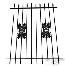 5ft Tall Wrought Iron Fence in Traditional Grade with Oak Add-on Decorations