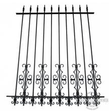 5ft Tall Wrought Iron Fence in Traditional Grade using Guardian and Butterfly Add-on Decorations as a Puppy Picket Dog Barrier