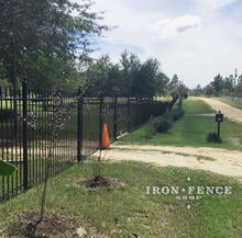 A 5ft Tall Iron Fence in Classic Style Stepped to Follow the Yard Grade and Contour