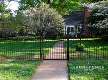 5ft Tall Traditional Grade Iron Fence with a 5x4 Gate Over Front Walkway (Style #1: Classic)