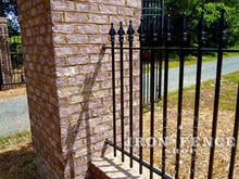 Wrought Iron Fence (5ft Classic Style in Signature Grade) Mounted Directly to Brick Column with Standard Brackets