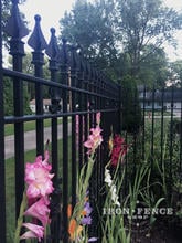 Welded Iron Finial Tips on Stronghold Iron Classic Fence in Signature Grade