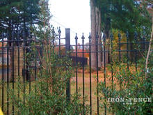 6ft Tall Wrought Iron Fence in Signature Grade Stepped to Accomodate Yard Slope