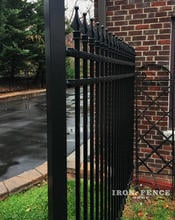 Aluminum Fence in Classic Style and Signature Grade Attached Directly to a Brick Wall (6ft Tall)